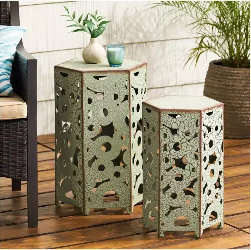 Green Iron Cylinder Side Table for 1