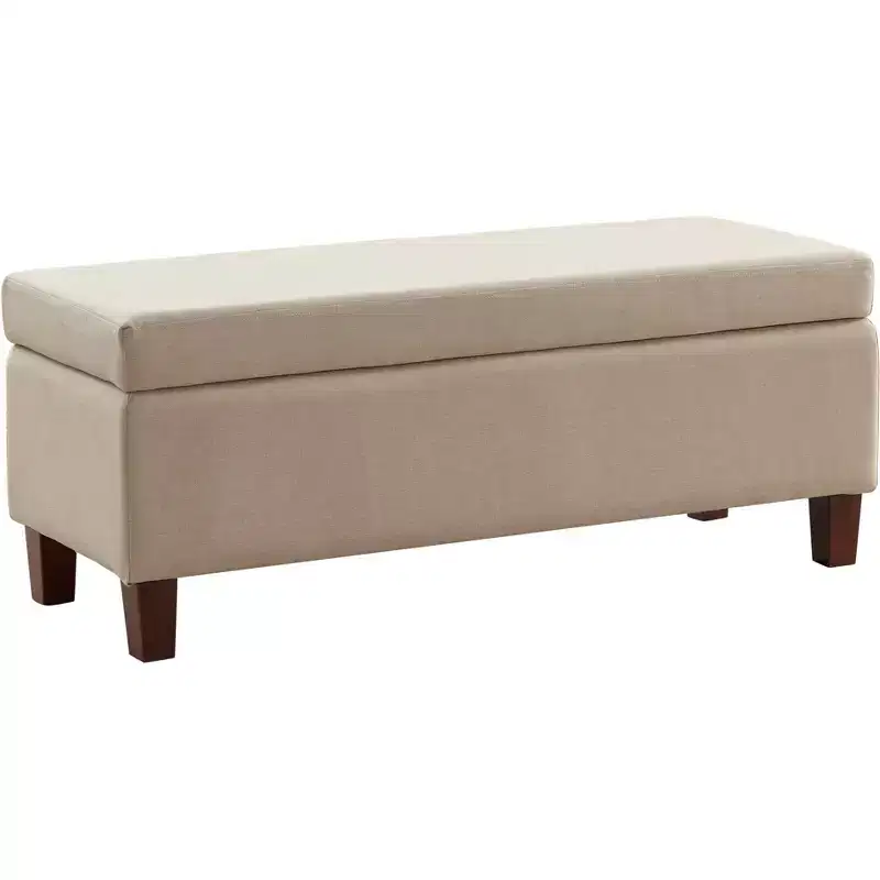 Ornavo Home Hamilton Long Bench Storage Ottoman with Easy Lift Hinge Lid