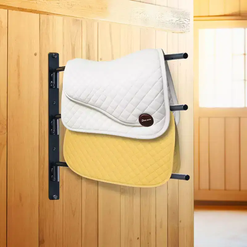 Wall Mounted Saddle Rack, 2-Pack Swing Out Saddle Holder, Three Tiers, Black