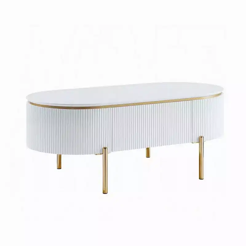 Oval Coffee Table with Drawer, 47