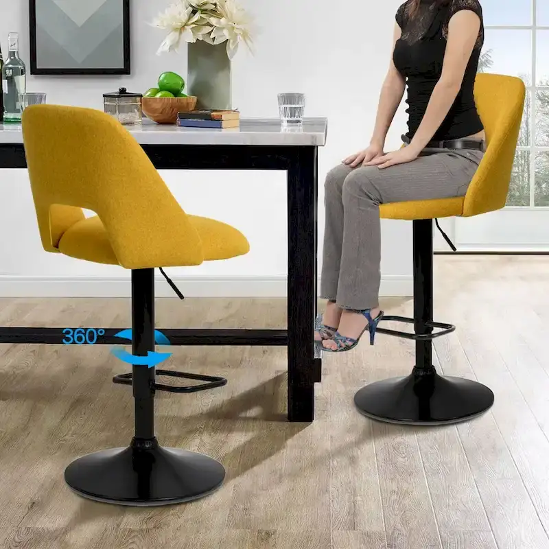 17.7 Bigger Base Vinyl Adjustable Height Swivel Bar Stool, Set of 2 - 32x17x17