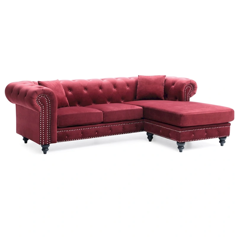 Nola 98 in. 3-Seater Velvet Sofa with 2-Throw Pillow - 98L x 37W x 31H