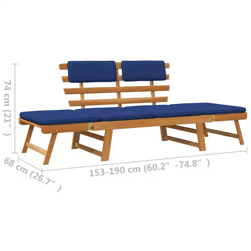 Garden Bench Blue Solid acacia wood 75 in