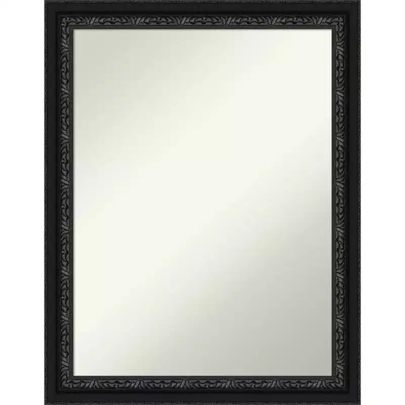 Amanti Art Downton Black Non-Beveled Wood Framed Bathroom Vanity Wall Mirror