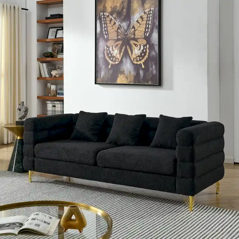 Fabric 3-seater Sofa with 3 Pillows