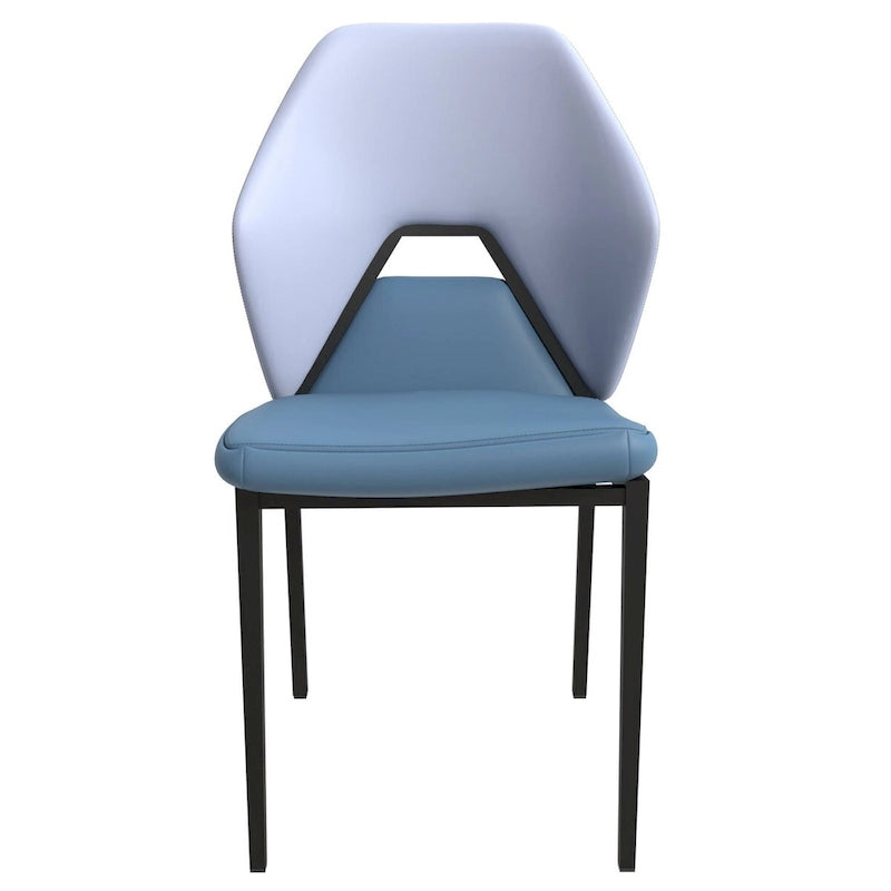 Leather Dining Chair in Black Iron Modern Upholstered Accent Kitchen Side Chair