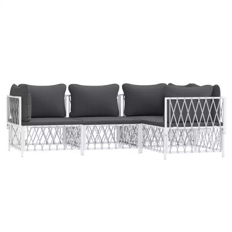vidaXL 3 Piece Patio Lounge Set with Cushions Anthracite Steel