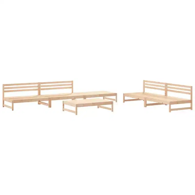 vidaXL 6 Piece Outdoor Patio Lounge Set - Solid Wood Pine Garden Furniture - Modular Design for Garden, Terrace, Deck