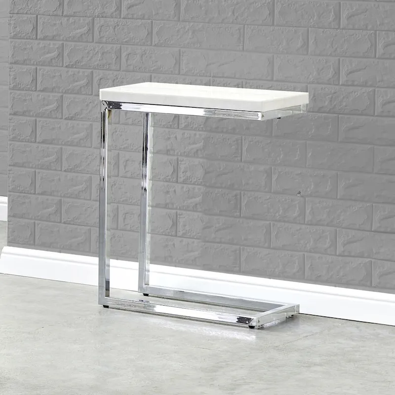 White Marble Top Chairside Table