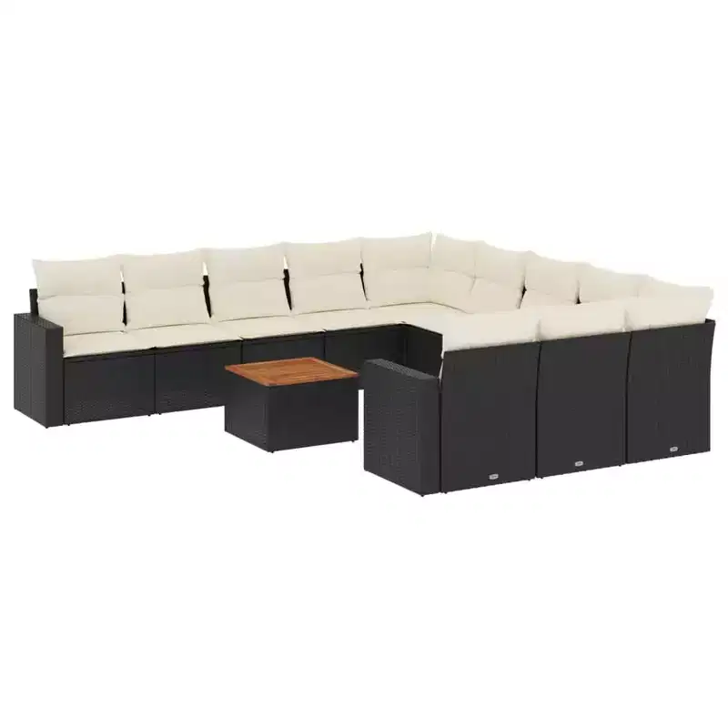 vidaXL Patio Sofa Set with Cushions Outdoor Furniture 12 Piece Poly Rattan