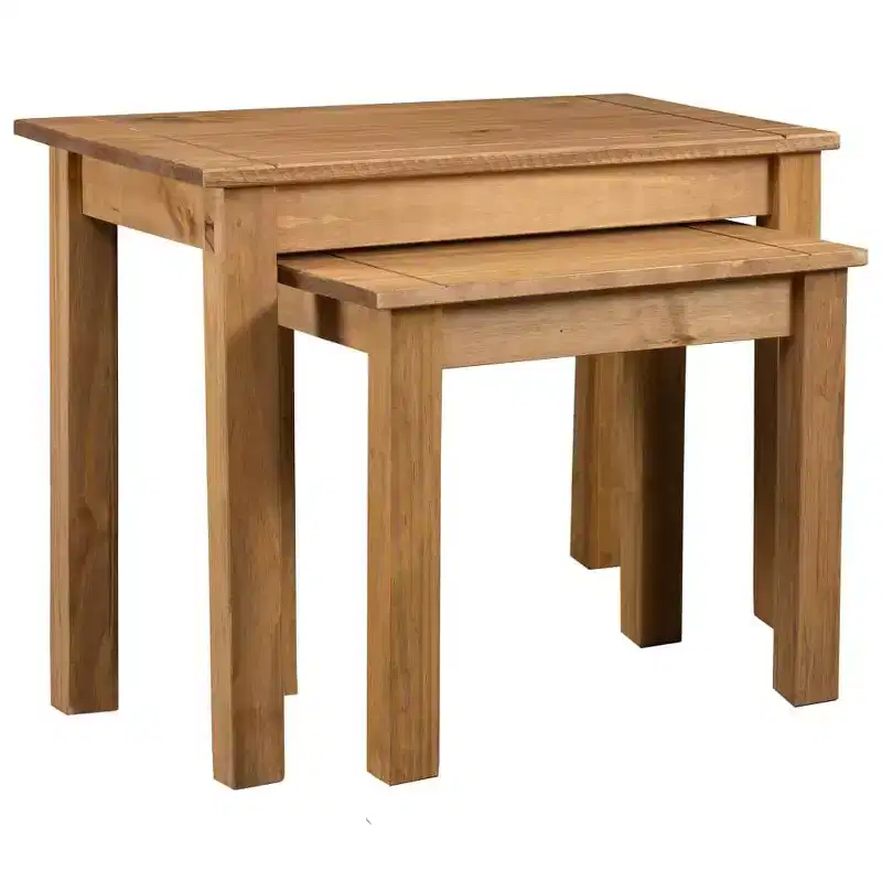 vidaXL Nesting Table Set of 2 Natural Solid pine wood