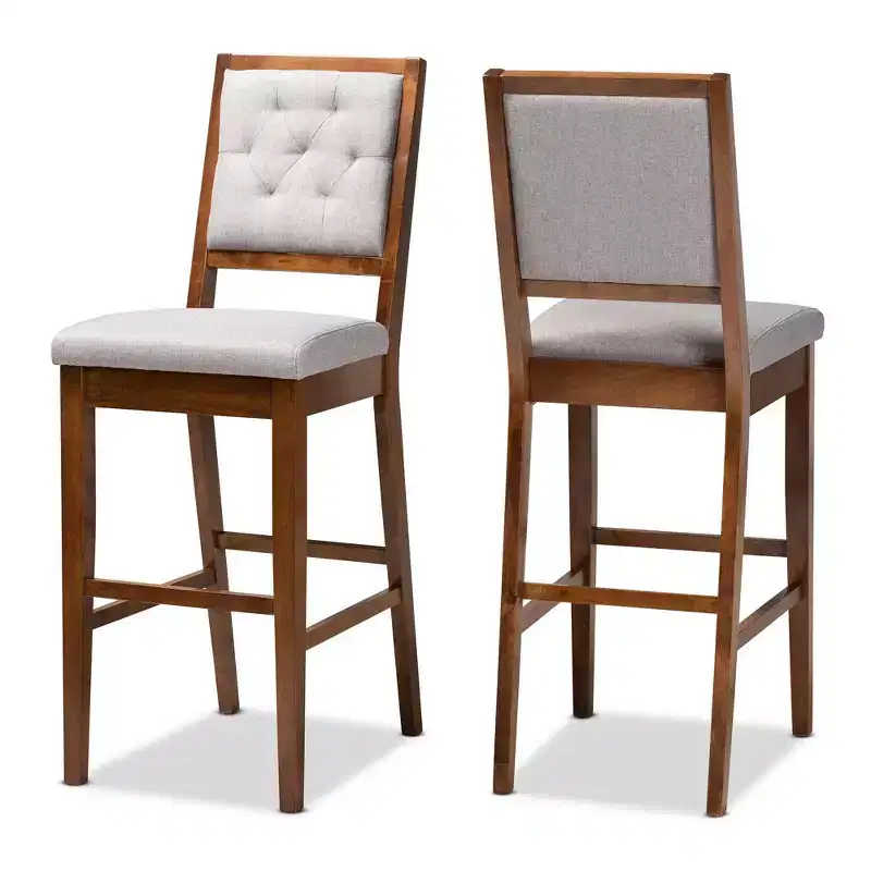 Gideon Fabric Upholstered Wood Barstool Set of 2 - 30-Inch