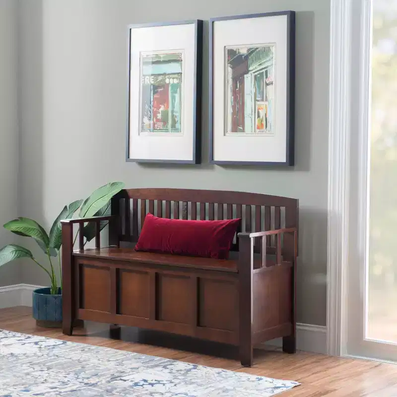Upholstered Storage Bench with Hidden Interior Storage