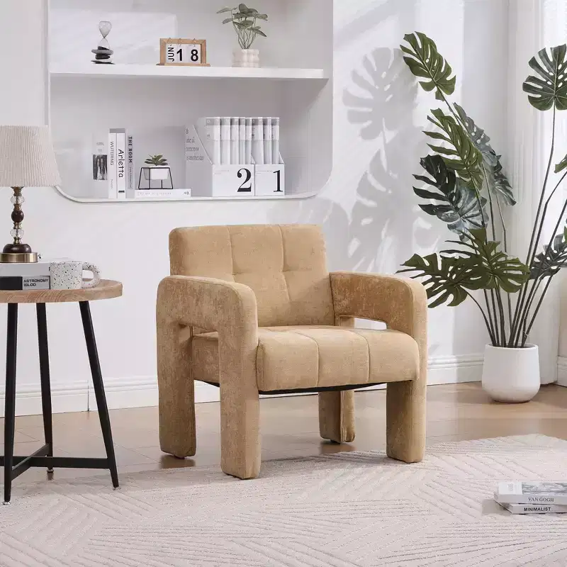 TUYOHW Modern Accent Armchair,Chenille Upholstered Single Sofa Chair with Padded Armrests,Lounge Chair Living Room,Bedroom,Office,500 lbs Capacity