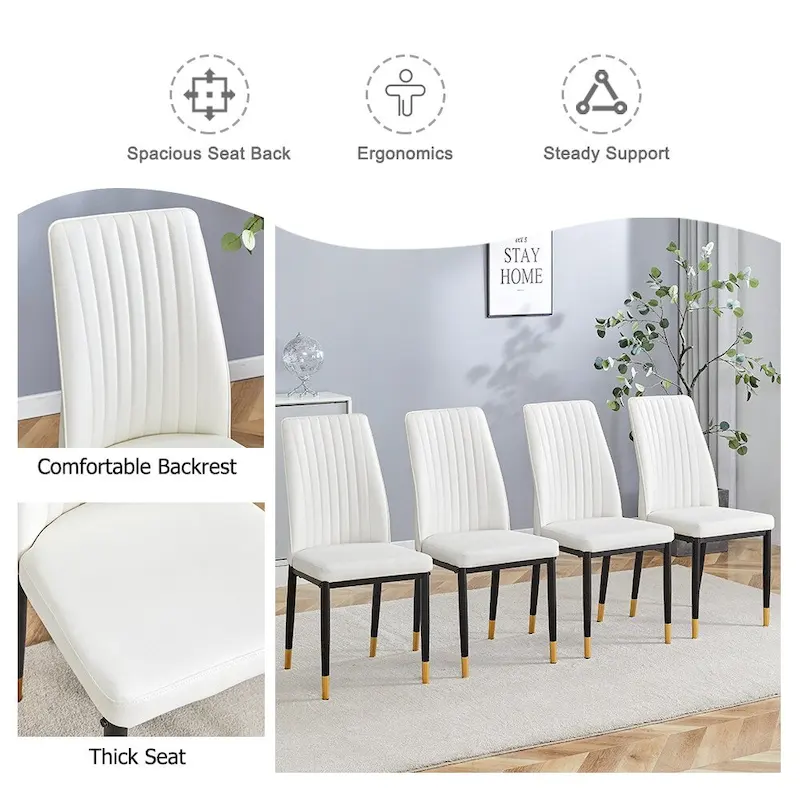 Set of 4 Modern PU Leather Dining Chairs – Waterproof, Easy Clean, Quick Assembly