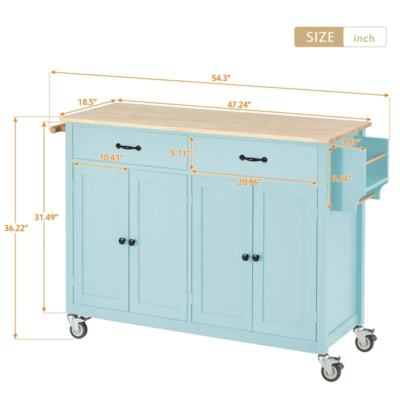 Kitchen Island Finish with Wood Top Kitchen Cart