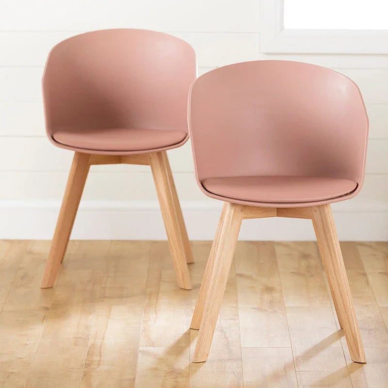Set of 2 Dining Chairs with Beech Wood Legs
