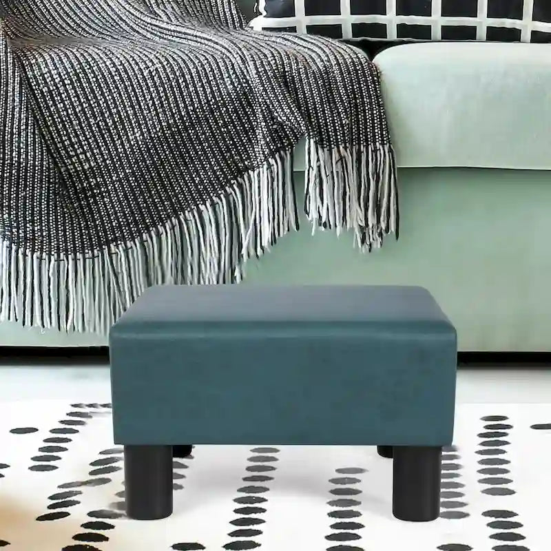 Small Square Footstool Ottoman Modern Fabric Footrest Stool