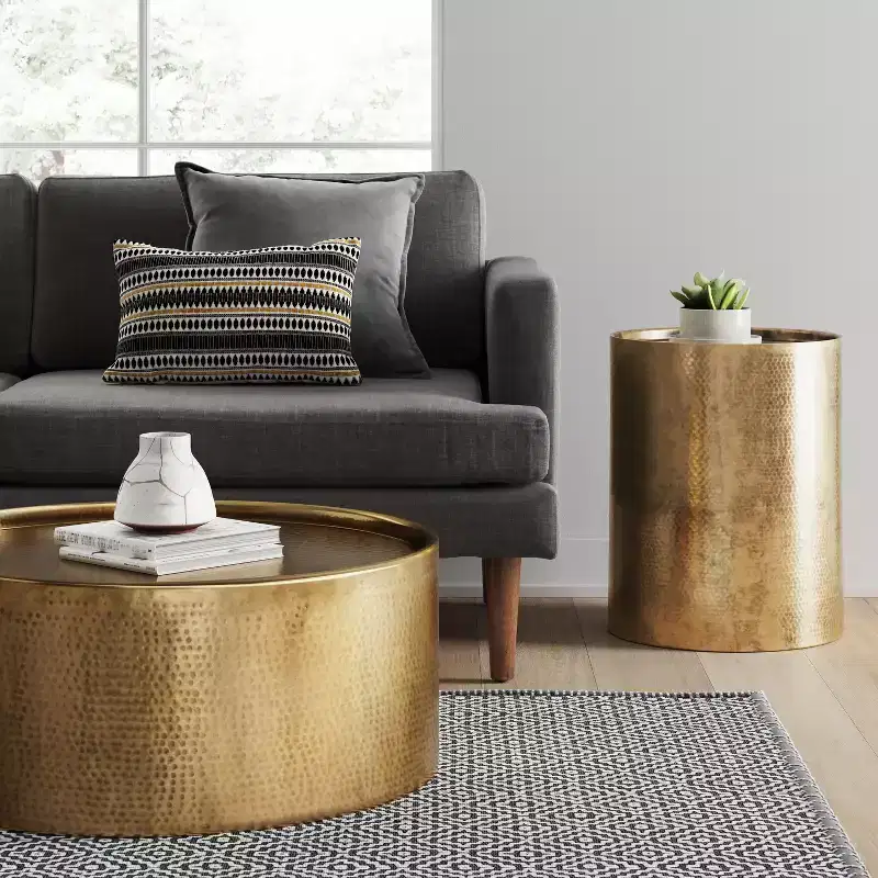 Round Hammered Drum Coffee Table