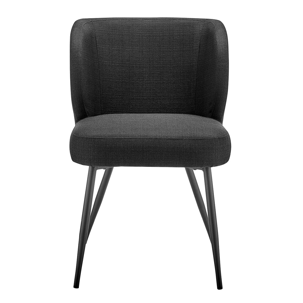Modern Black Linen Dining Chair with Padded Seat for Dining Room