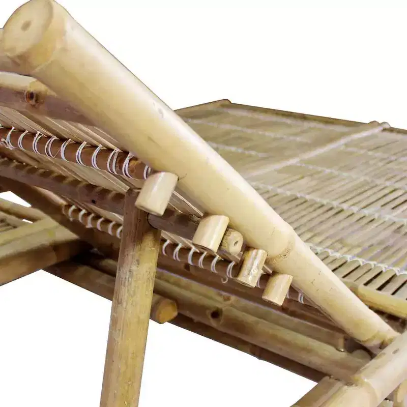 vidaXL Sun Lounger Natural bamboo, (cushions)