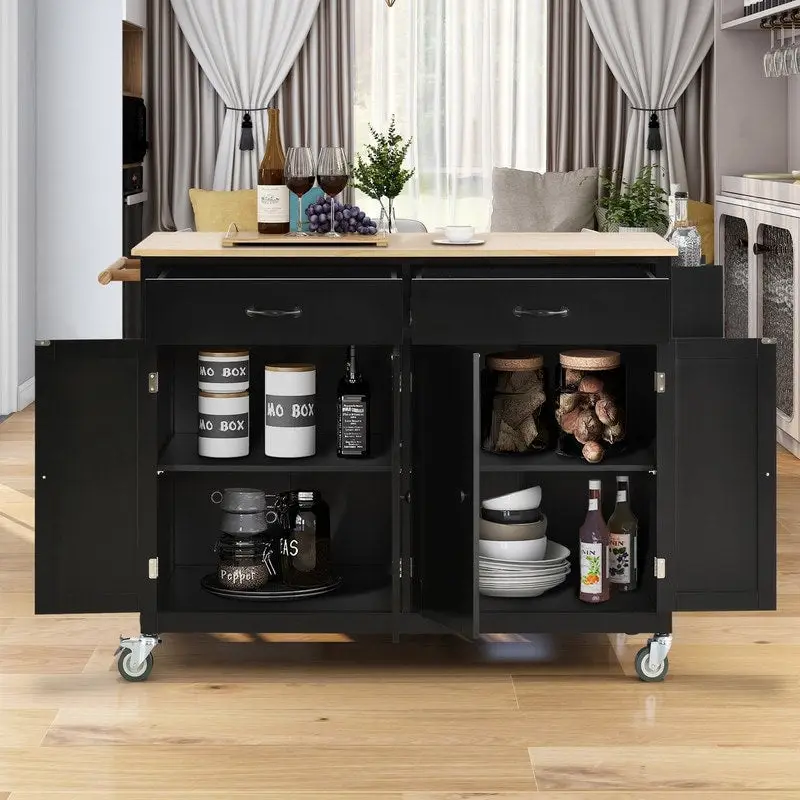 Kitchen Island Finish with Wood Top Kitchen Cart