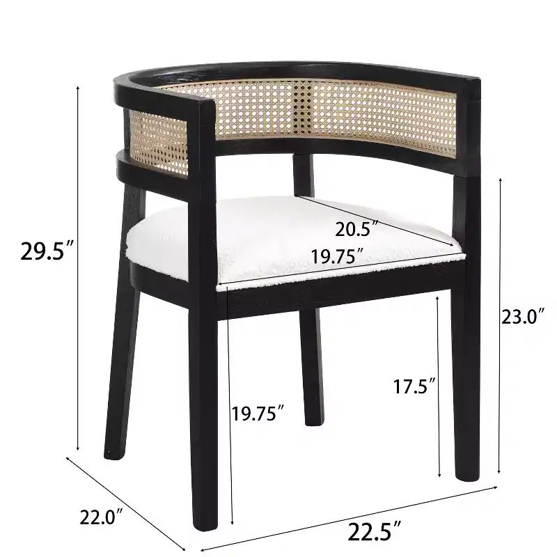 Christopher Knight Home Cinnabar 19.75 Seat Height Upholstered Rubberwood Tub Dining Chairs with Cane Back(Set of 2)