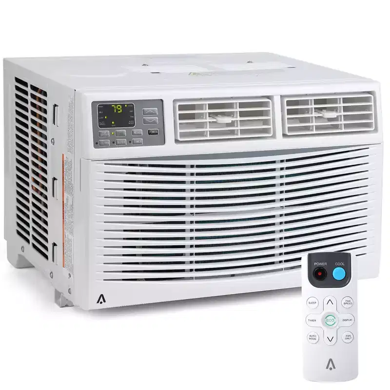 GustoWave Window Air Conditioner, Small AC Window Unit with Remote and Window Kit, White