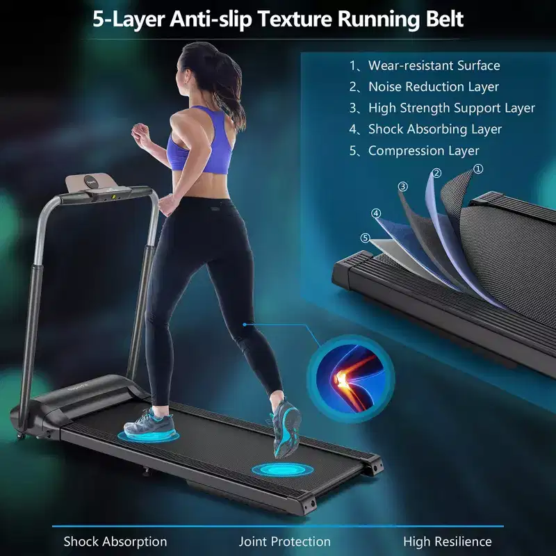 Costway 3HP Folding Treadmill Compact Walking Jogging Machine W/Touch Screen APP Control
