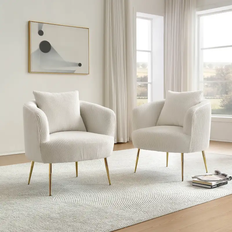Art Leon Set of 2 Velvet Accent Side Chair with Back Cushion