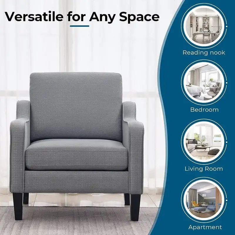 Mid-Century Modern Accent Chair, Single Seat – Multi-Color Options