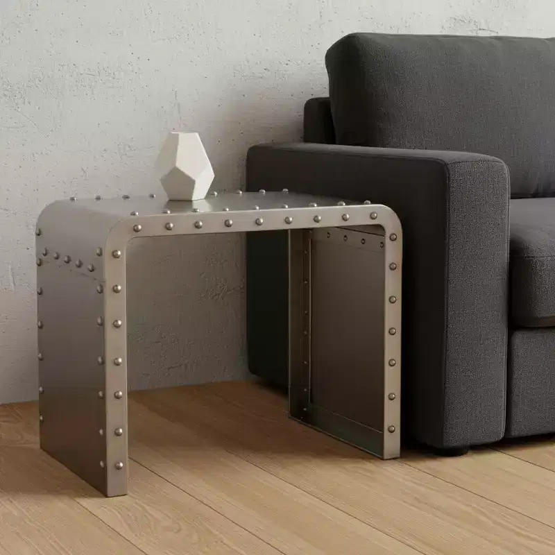 HomeRoots 20 Gold Metal Rectangular End Table