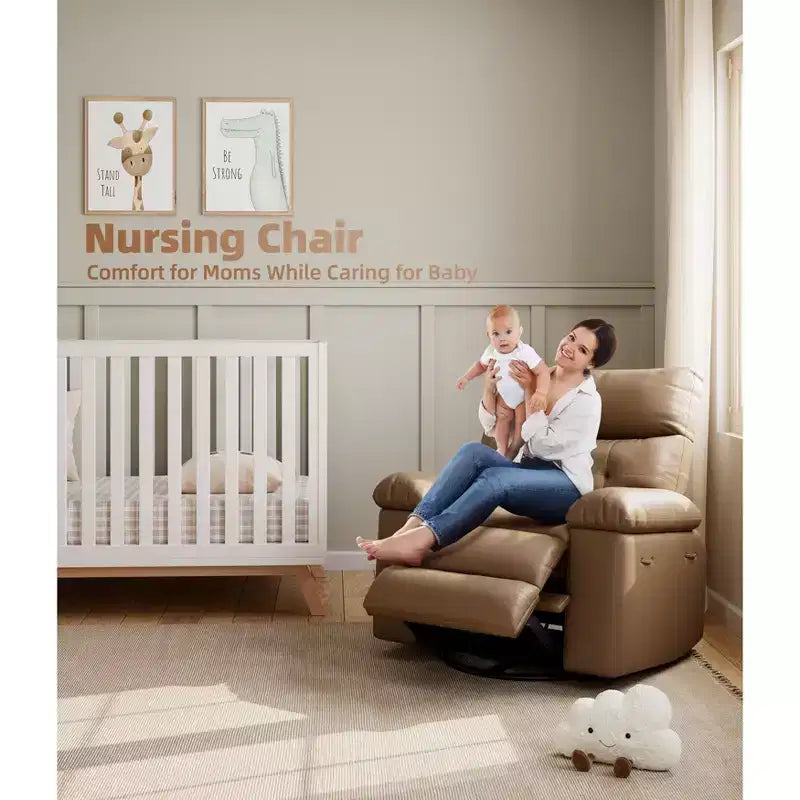 Extra-large massage and heated rocking chair, 360 rotating recliner, with remote control, cup holder and side pockets, ergonomically designed.