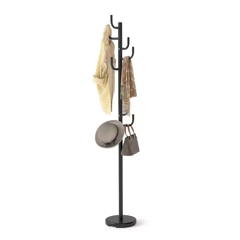 Metal Coat Rack Hat Hanger Hooks Hall Entryway For Jacket Umbrella Tree Stand