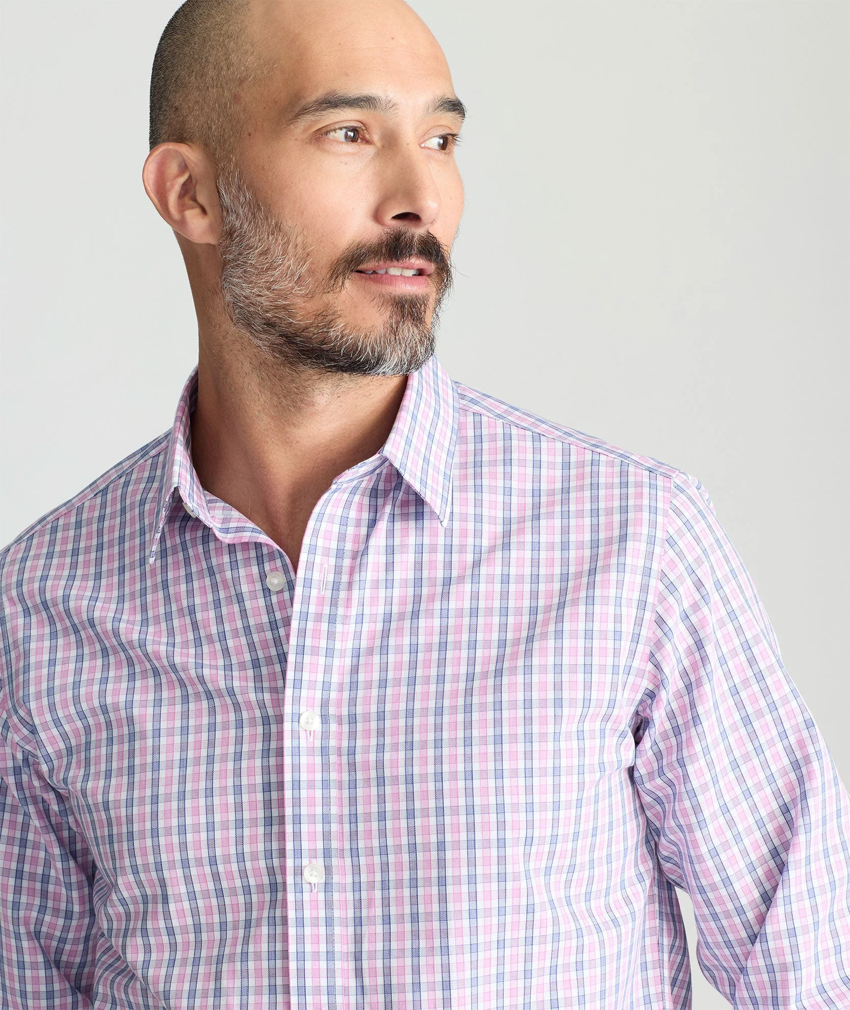 Blue-White Check Cotton Shirt (Pink Base)