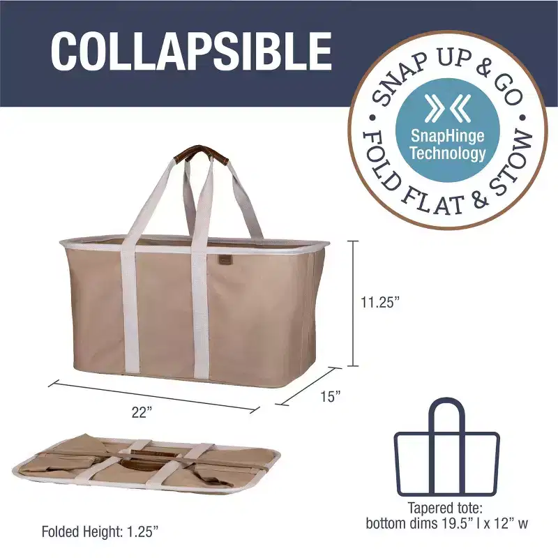 Collapsible Laundry Tote 2-Pack, Mocha/Cream
