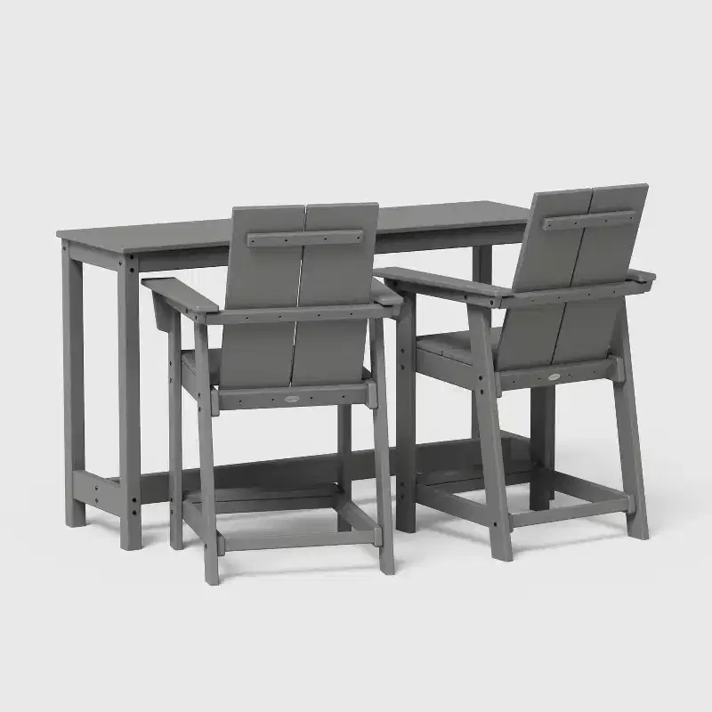 POLYWOOD Moore 3pc Balcony Counter Patio Seating Set Slate Gray
