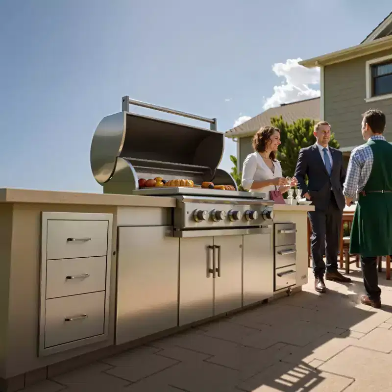 VEVOR Outdoor Kitchen Drawers 18.11W x 23.23D x 23.23H, Triple-Access Stainless Steel BBQ Drawers with Handles, Silver