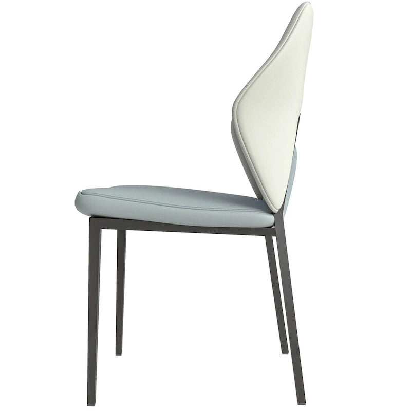 Leather Dining Chair in Black Iron Modern Upholstered Accent Kitchen Side Chair