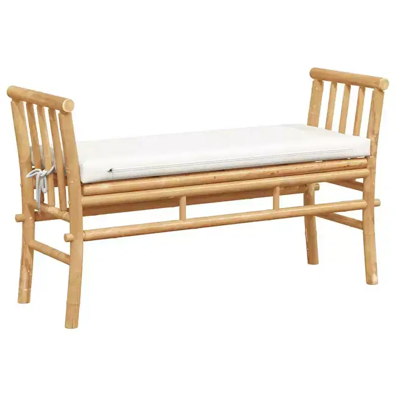 vidaXL Garden Bench with Cushion Brown 43.31 x 14.96 x 25.59 in Bamboo