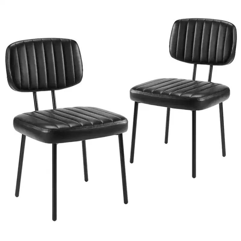 TUYOHW Mid Century Modern Dining Chairs Set of 2,PU Leather Kitchen Chairs with Metal Legs & Adjustable Foot Pads,Ergonomic Dininig Room Chairs