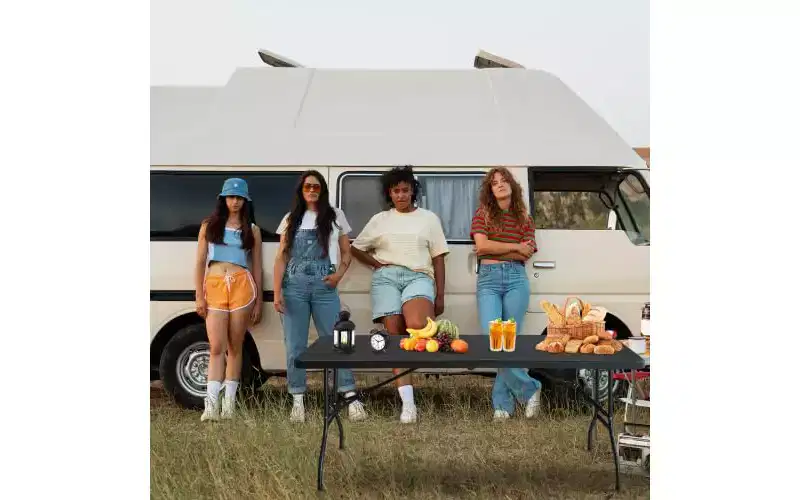 4ft Folding Table,Portable Heavy Duty Plastic Table With Handle,