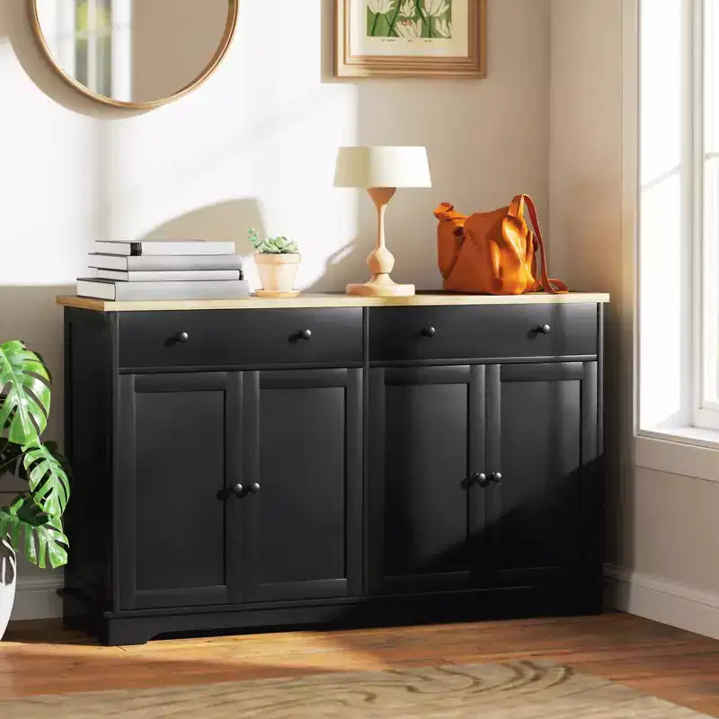 Sideboard Buffet Cabinet with Storage – 4 Doors, 2 Drawers & Adjustable Shelves