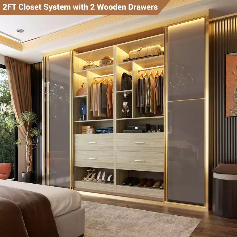 Besiost Closet System with 2 Wood Drawers