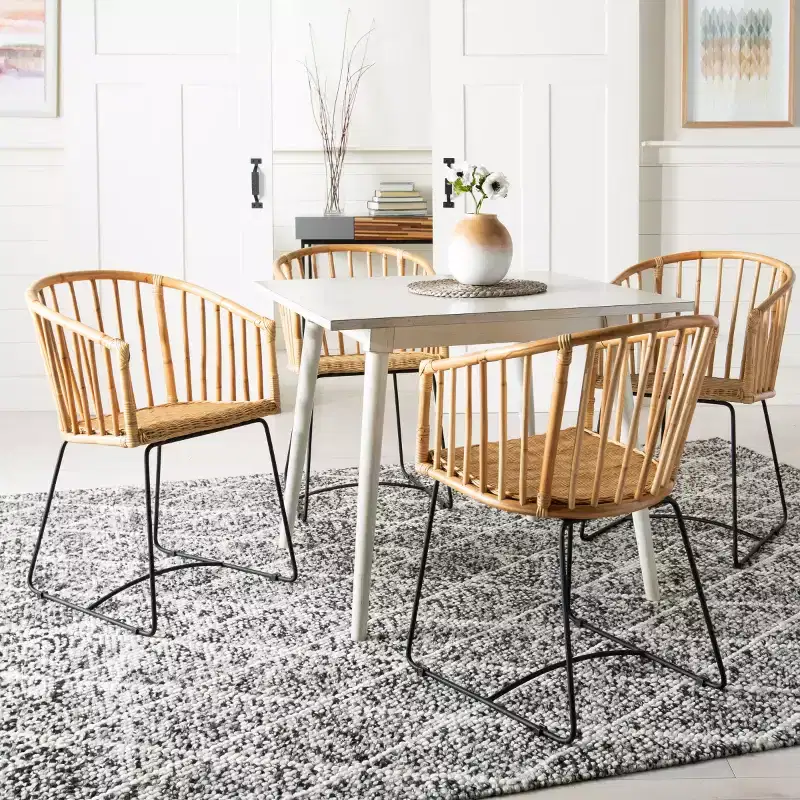 Siena Rattan Dining Chair - DCH6501 - Natural Unfinished/Black - Safavieh