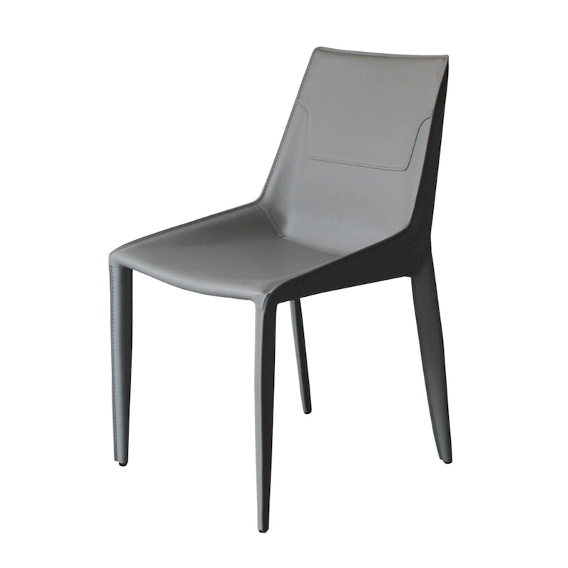 Modrest Halo Modern Light Grey Saddle Leather Dining Chair (Set of 2)