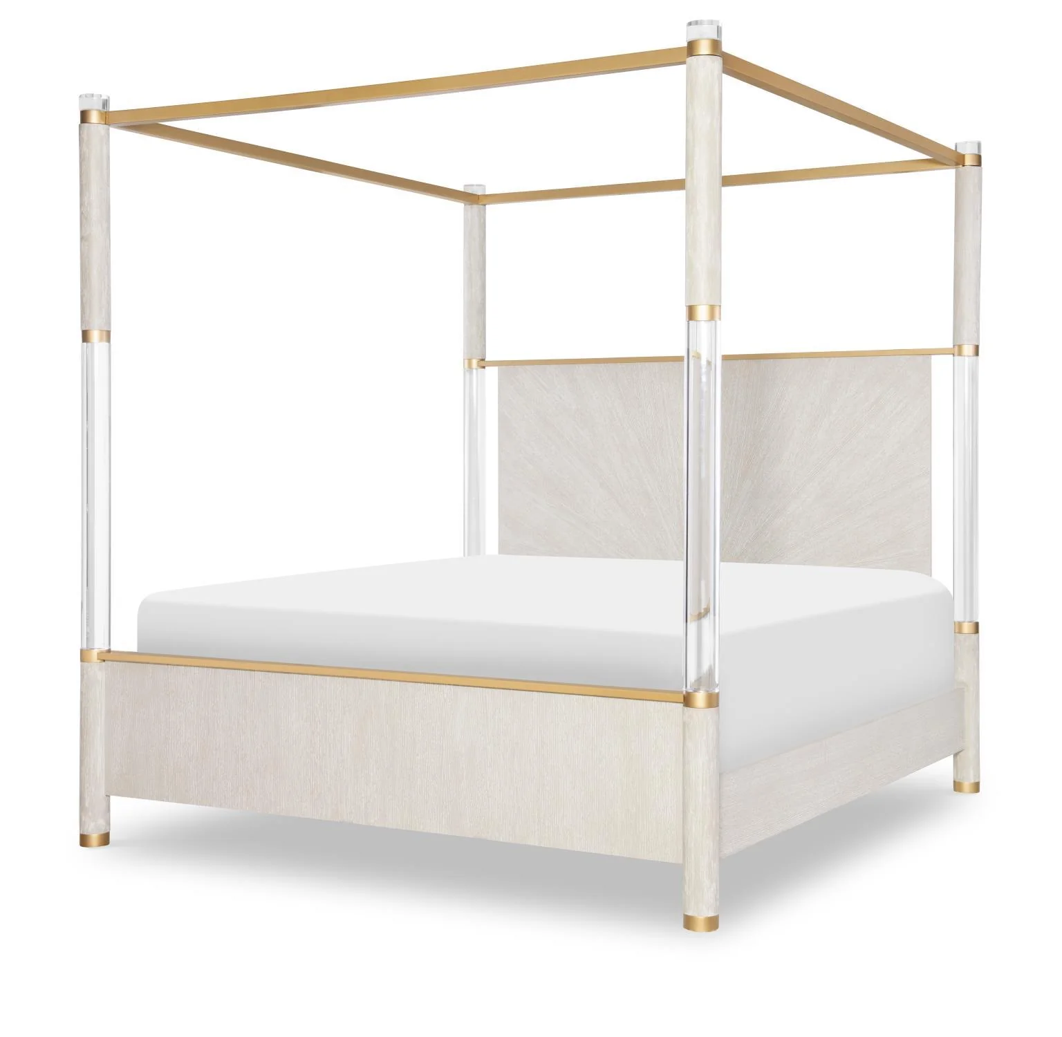 Panel Bed Canopy Acrylic Posts — The collection features and acrylic accents bold fluting detail and waterfall edges