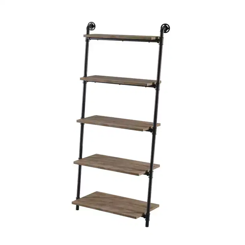 HOMES: Inside + Out 61" Mateo 5 Layer Ladder Book Shelves Brown/Oak