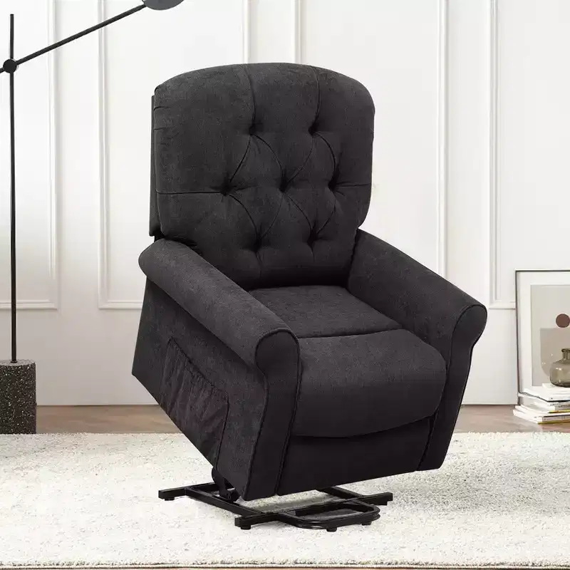 Power Lift Recliner Chair Sofa for Elderly w/ Side Pocket & Remote Control Black\Brown