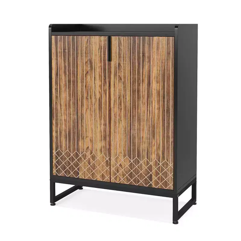 TUYOHW 5-Tier Modern Shoe Cabinet with Doors,Holds 20 Pairs Shoe Storage Organizer with Adjustable Shelves,Entryway Hallway Cabinet,Brown & Black